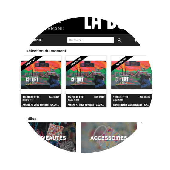 BoutiqueFR-rond Vue du site français de la boutique en ligne en médaillon